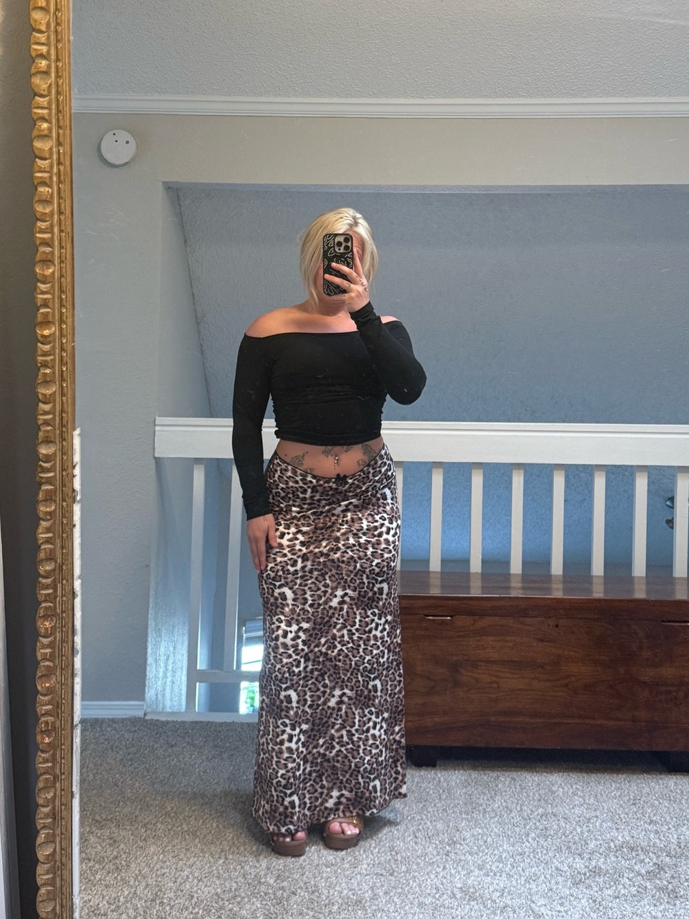 SHEIN Leopard Print Maxi Skirt - Brown/Black